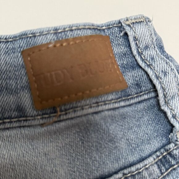 JUDY BLUE Jeans 5 / 27 Lace Patch Mid Rise Distressed Skinny Light Wash JB88432 - Picture 8 of 16